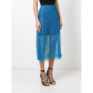 $529 GINGER & SMART Aquamarine TRACERY SKIRT Coated Lace SKY BLUE ( 8 )